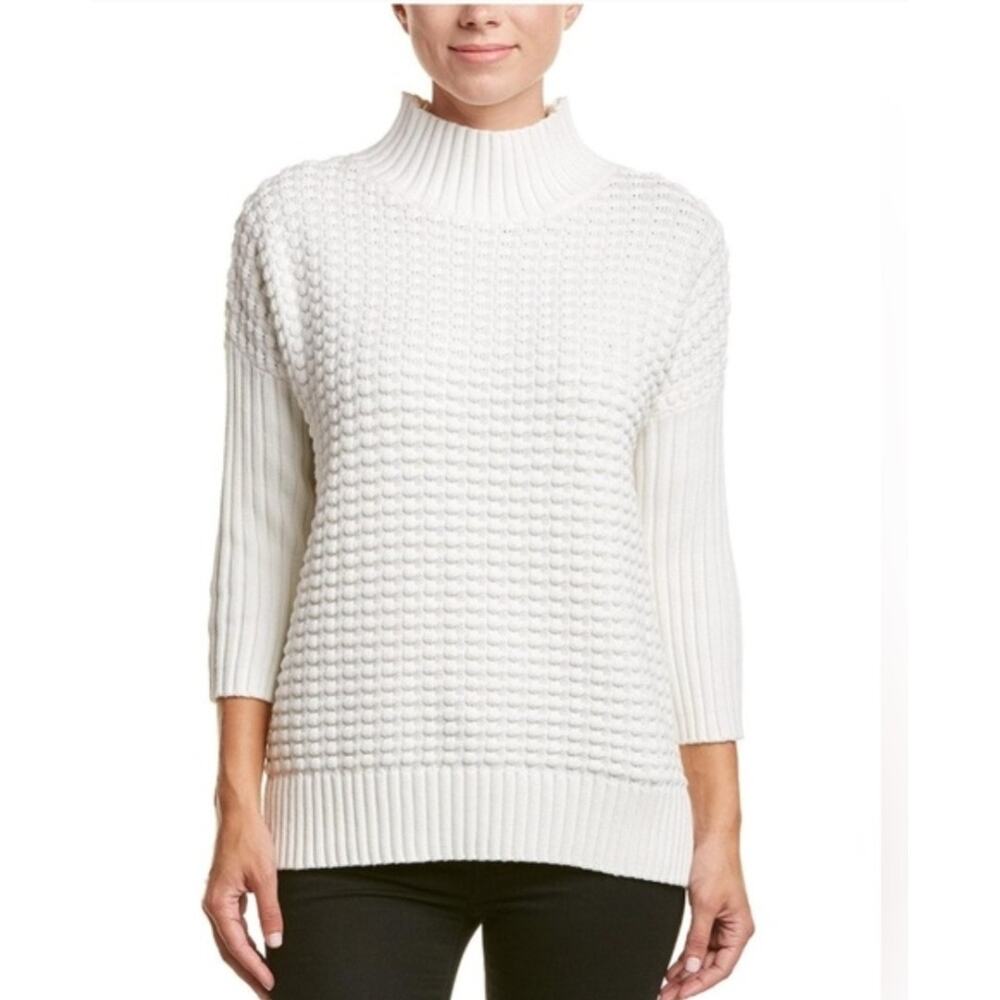 French Connection Mozart Popcorn High Neck Sweater in Winter White XL